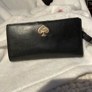 Kate Spade Black Bag Pebbled Leather Gold Emblem